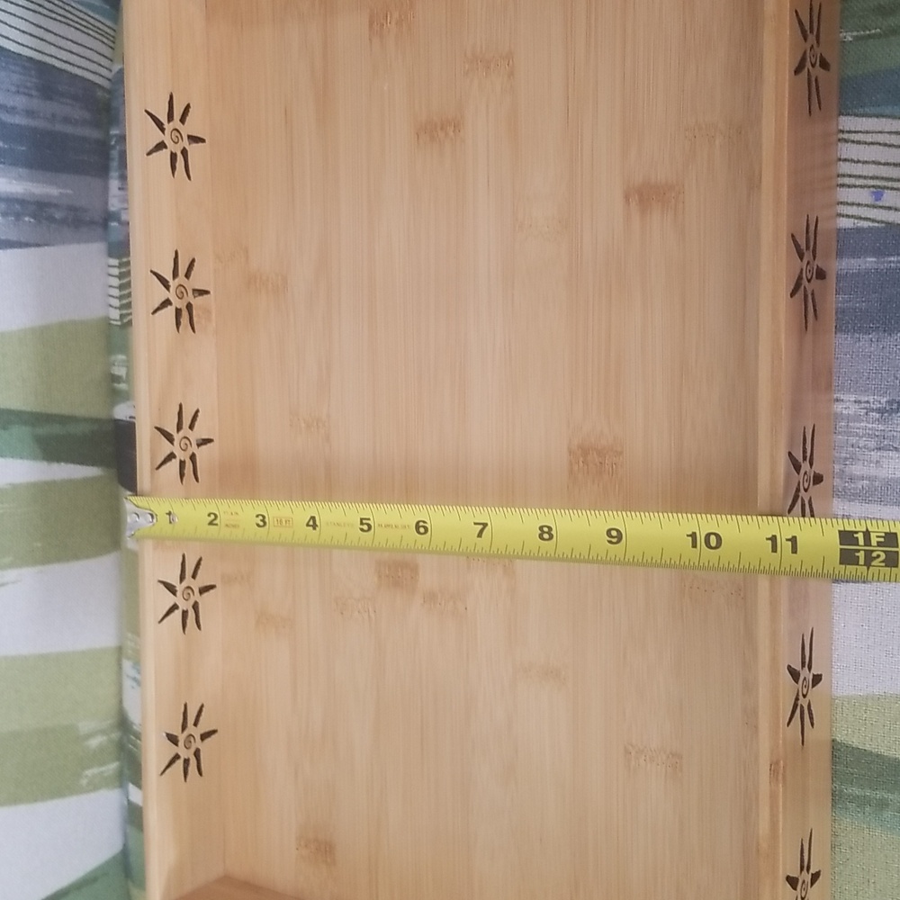 Sunshine Cut Out Pattern Bamboo Serving Tray With Handle - Picture 7 of 8